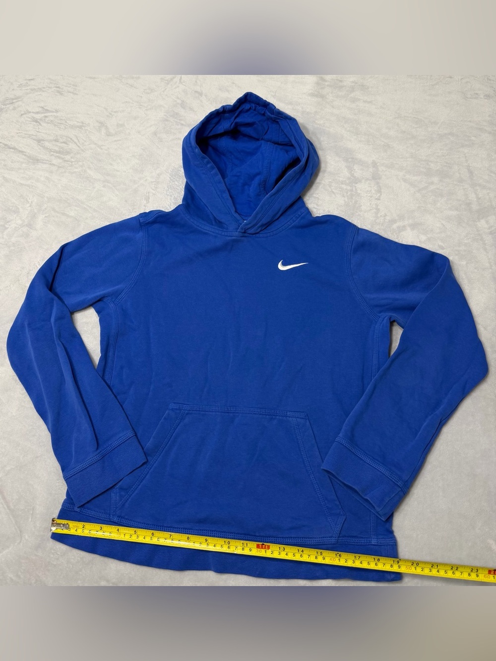 Nike Sportswear Blue White Embroidered Swoosh Pullover Hoodie Sweatshirt Boy XL - Picture 5 of 7